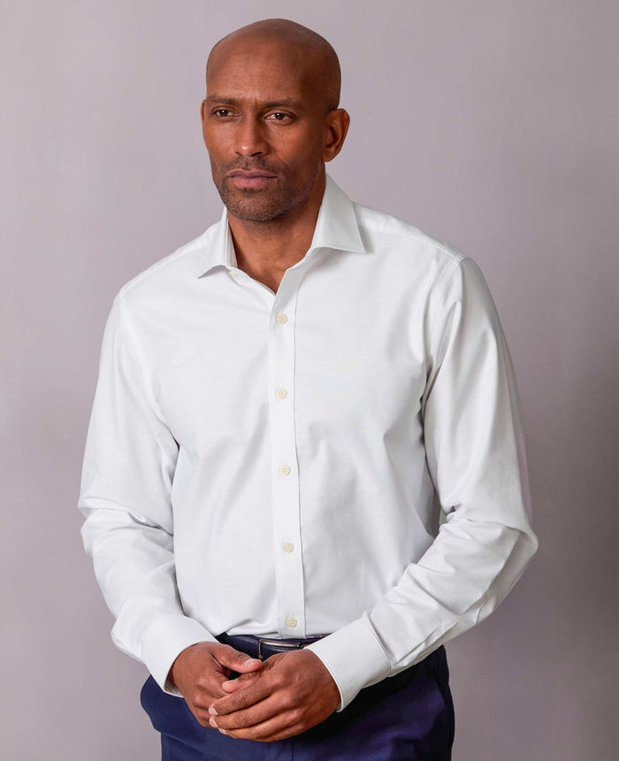 White Pinpoint Cotton Classic Fit Formal Shirt