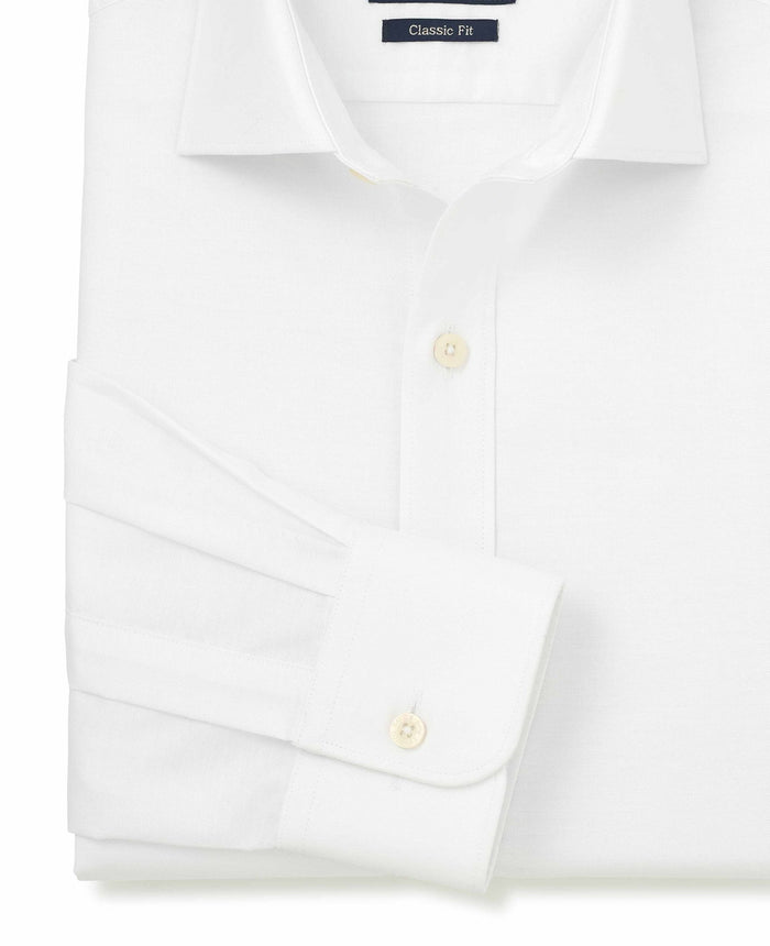 Men's White Pinpoint Cotton Classic Fit Formal Shirt With Single Cuffs sleeve detail