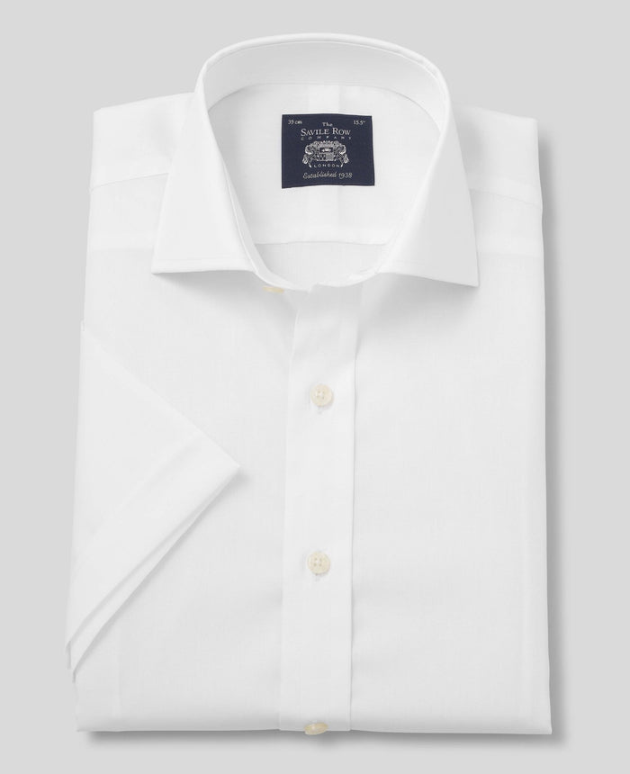 Men's White Cotton Slim Fit Short Sleeve Formal Shirt