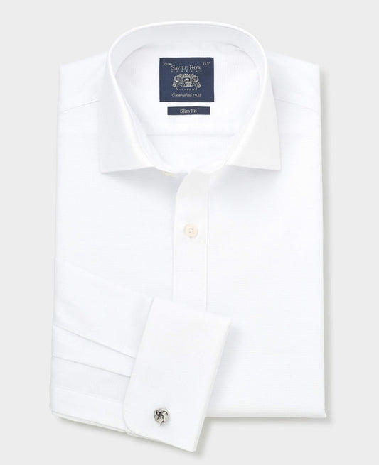 White dress shirt with cufflinks on a light gray background