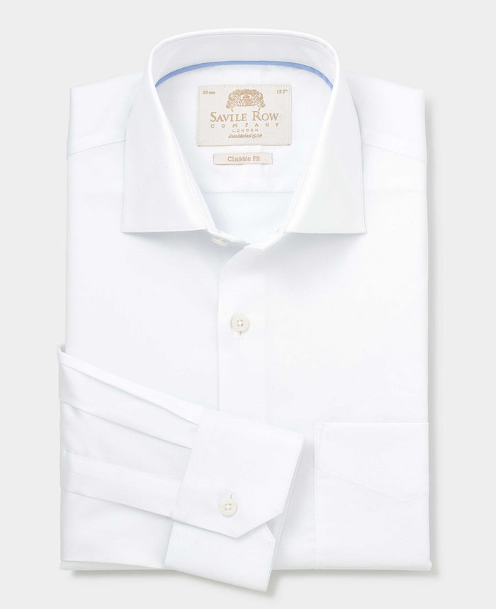 Men's White Two-Ply Cotton Classic Fit Premium Formal Shirt folded shot