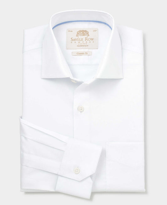 Men's White Two-Ply Cotton Classic Fit Premium Formal Shirt folded shot