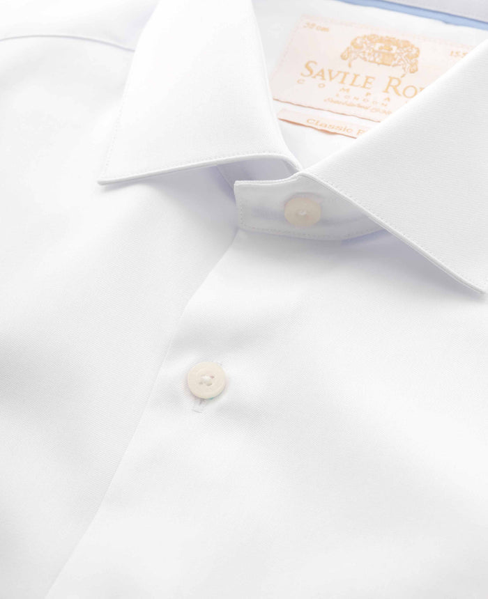 Men's White Two-Ply Cotton Classic Fit Premium Formal Shirt collar detail