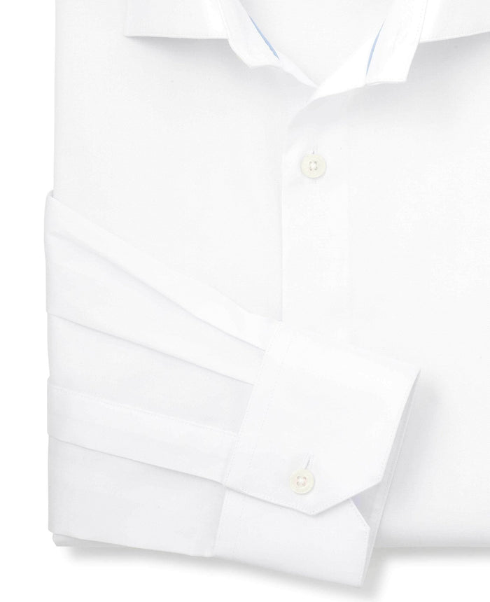 Men's White Two-Ply Cotton Slim Fit Formal Shirt With Single Cuffs sleeve detail