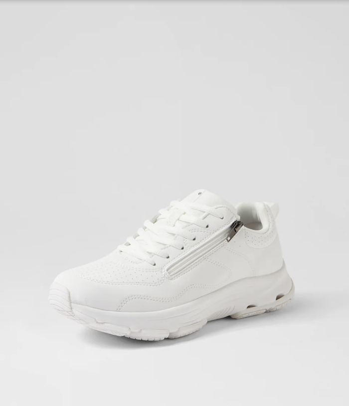 SuperSoft Women's Willin lightweight White Zip Sneaker | Gretel Lane