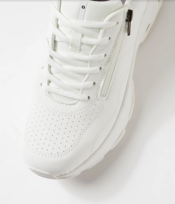SuperSoft Women's Willin lightweight White Zip Sneaker | Gretel Lane
