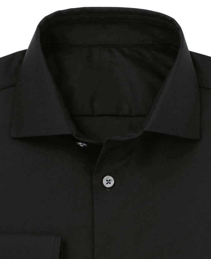Wilson Black Twill Made To Measure Shirt collar detail