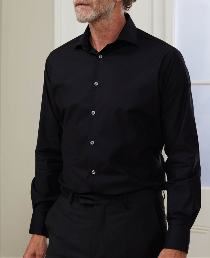 Wilson Black Twill Made To Measure Shirt model front 3