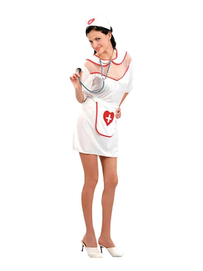 Womens Nurse Costume With Hat - thefancydress.co.uk