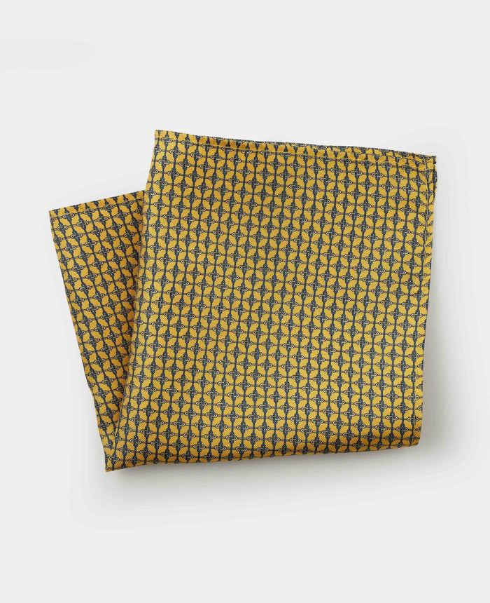 Men's Yellow Link Print Silk Pocket Square