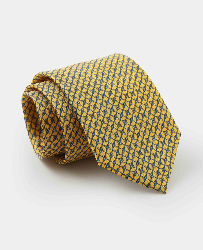 Men's Yellow Link Print Silk Tie