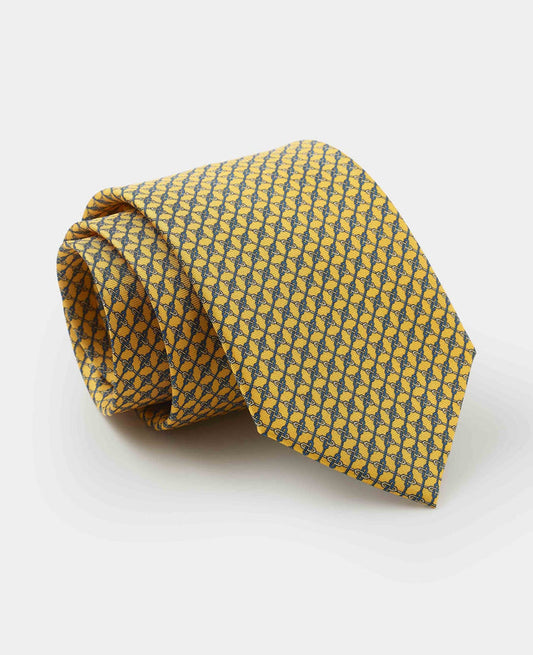 Men's Yellow Link Print Silk Tie