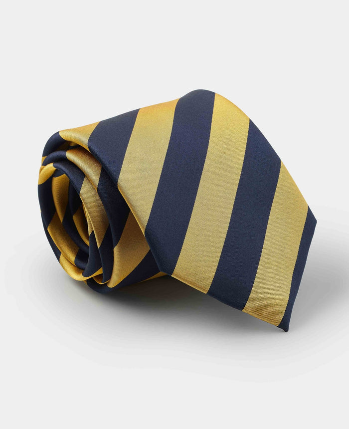 Men's Yellow Stripe Silk Tie rolled up