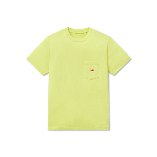 Electric Lime with Pink Duck | Youth Embroidered Tee