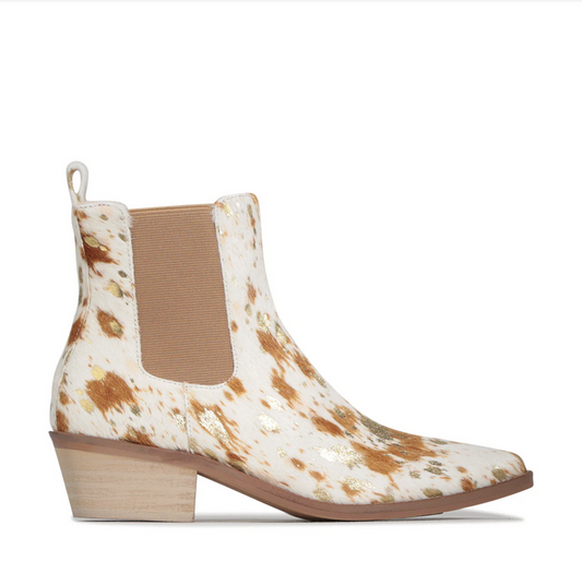 EOS Women's Zenar Chelsea Ankle Boot in Texas Gold Pony Hair | Gretel Lane
