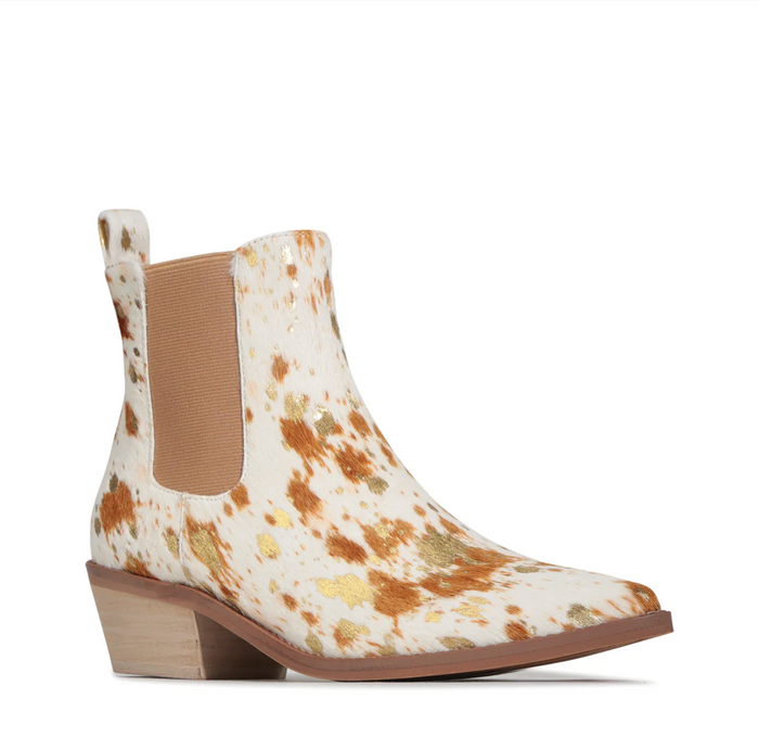 EOS Women's Zenar Chelsea Ankle Boot in Texas Gold Pony Hair | Gretel Lane