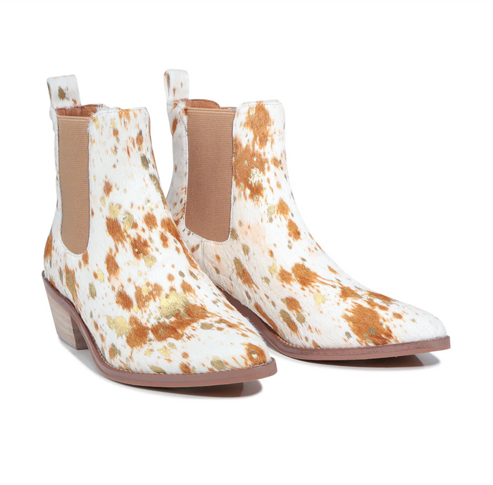 EOS Women's Zenar Chelsea Ankle Boot in Texas Gold Pony Hair | Gretel Lane