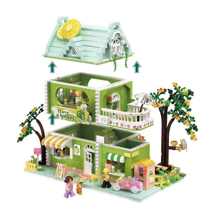 ZHEGAO 612003 Lime Tea Shop Mini Brick Afobrick