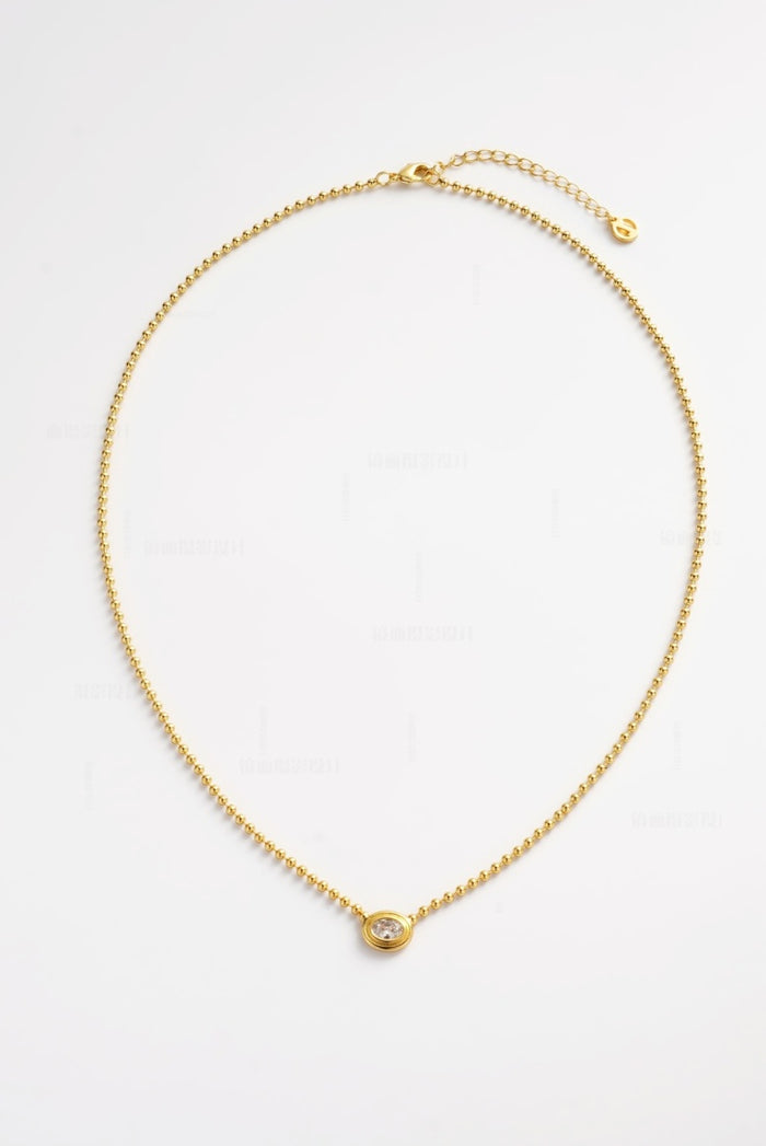 Zafino Gold Ball Chain Zoe Necklace with Crystal Pendant | Gretel Lane