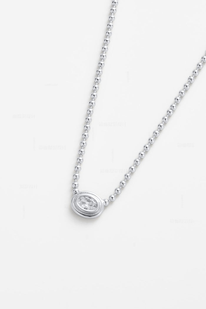 Zafino Silver Ball Chain Necklace with Crystal Pendant | Gretel Lane