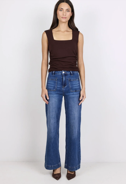 Among the Brave Zoey High Rise Wide Leg Jean in Marine Blue | Women's Jeans | Gretel Lane