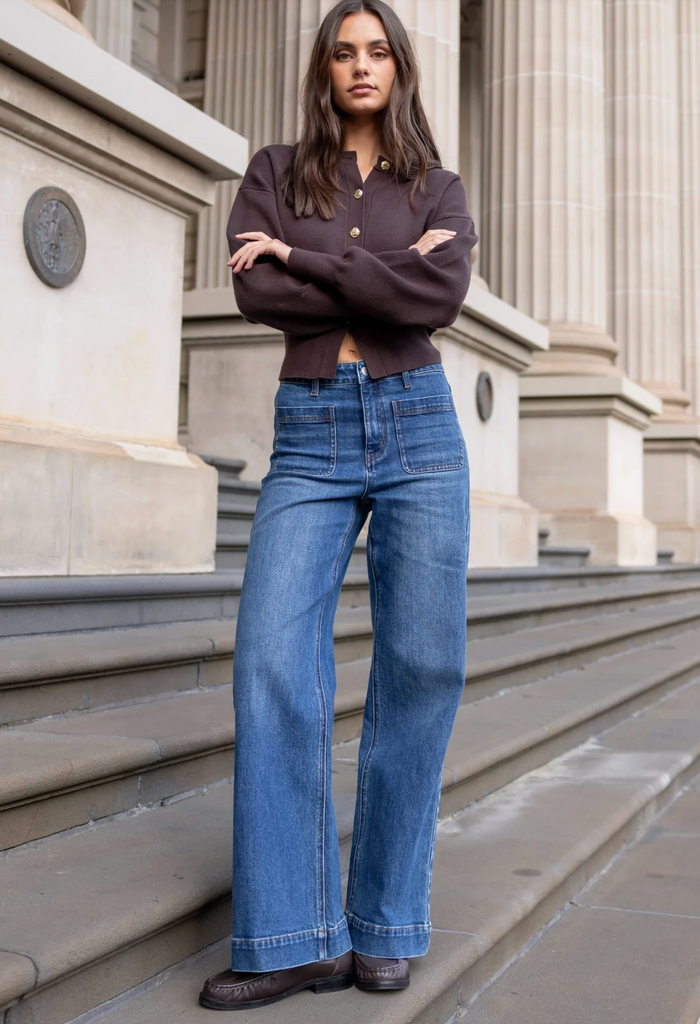 Among the Brave Zoey High Rise Wide Leg Jean in Marine Blue | Women's Jeans | Gretel Lane