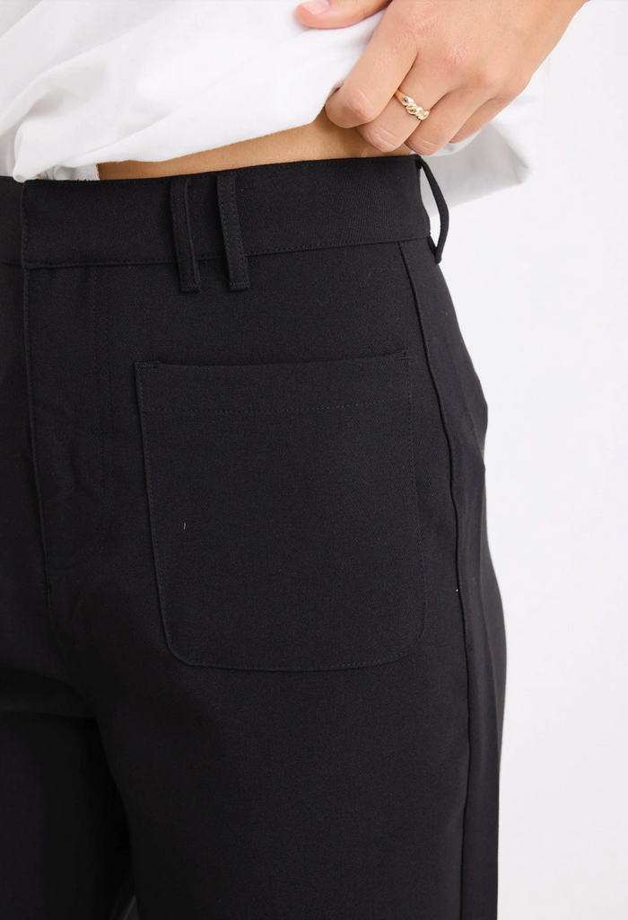 Among the Brave Zoey Tailored High Rise Wide Leg Pocket Pants in Black | Women's Pants | Gretel Lane