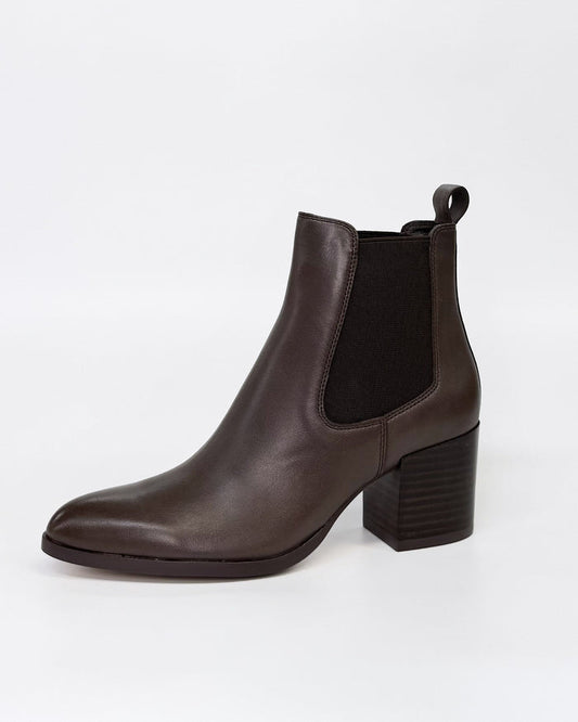 Django & Juliette Women's Brown Leather Zubia Ankle Boot | Gretel Lane